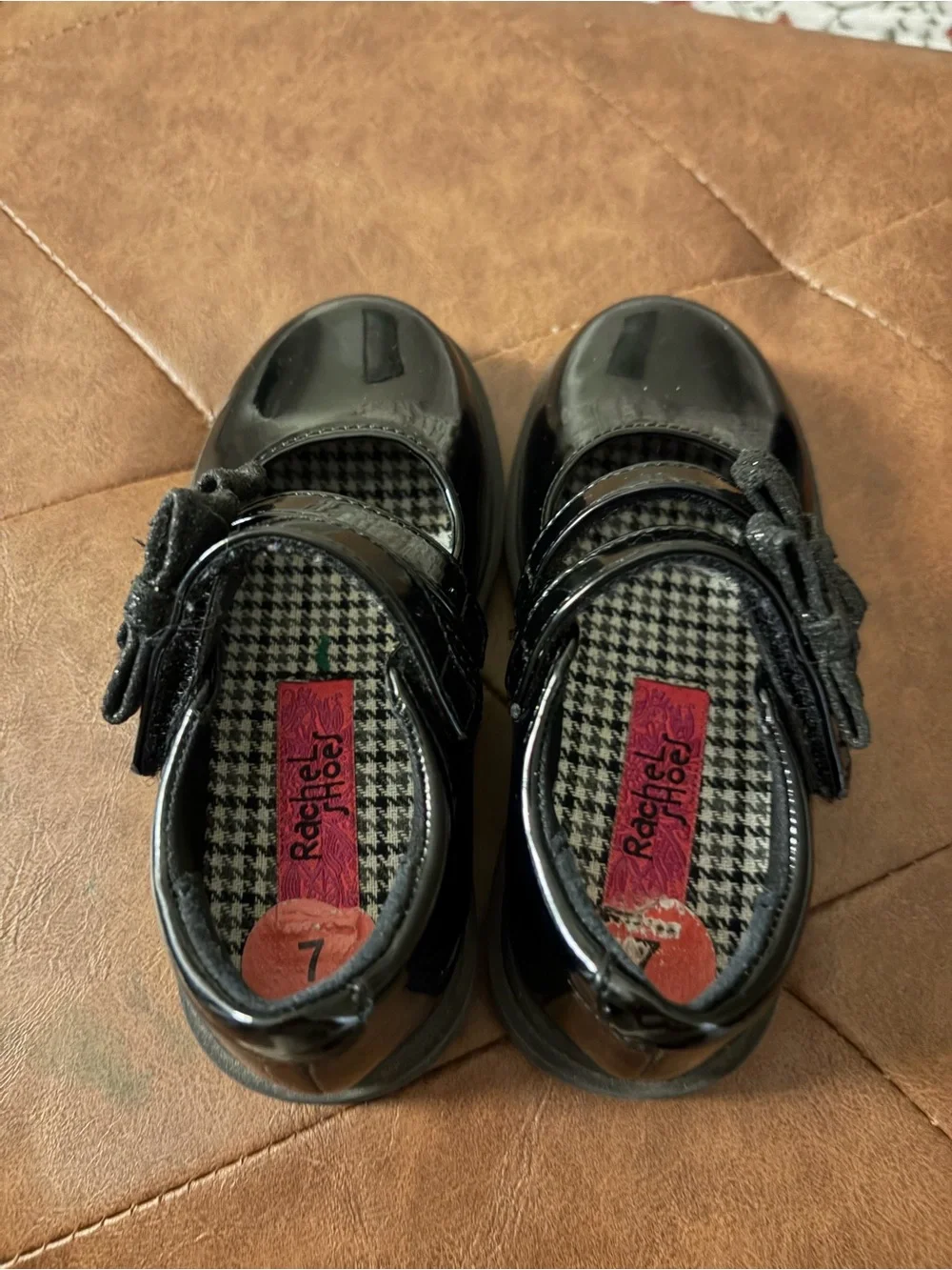 Patent Black Mary Jane Dress Shoes for Kids with Glitter Bows